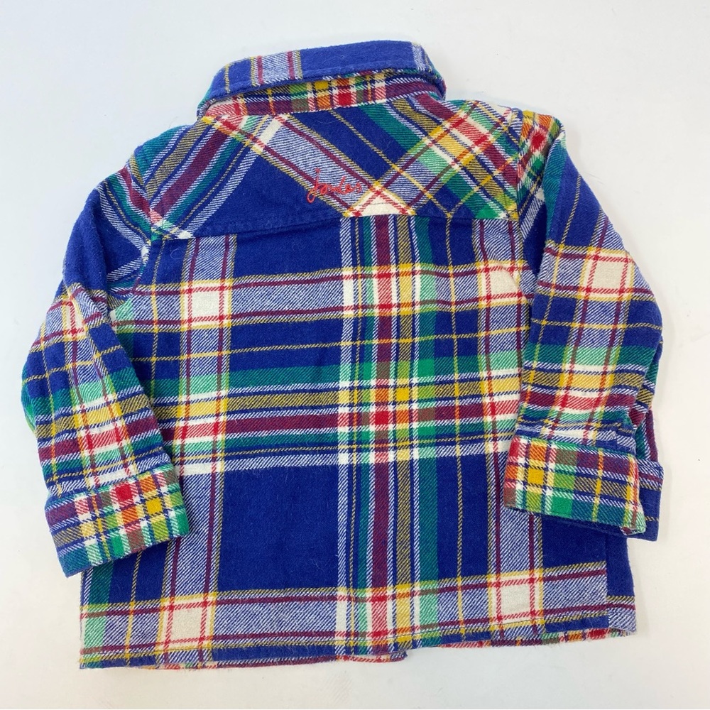Baby Joules Plaid Flannel Hamish Shirt Navy Blue Tartan 0-3 Months - Picture 2 of 9